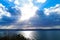 Landscape Sea of Galilee - Sea of Galilee. Clouds above the lake. The sun`s rays break through the clouds