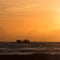 Landscape of sea, nautical fishing boat in sea