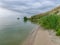 Landscape with sea and sand dune shore, shore slip, calm water, Curonian Spit, Nida