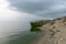 Landscape with sea and sand dune shore, shore slip, calm water, Curonian Spit, Nida