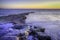 Landscape seascape vibrant Winter sunset long exposure
