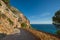 Landscape serpentine road along the Mediterranean Sea in Spain