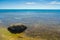 Landscape with shallow on a Black Sea wild beach on Meganom cape in early spring season