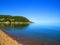 Landscape of shore and dunes in the Penouille sector of Forillon National Park, Gaspe Peninsula, Quebec, Canada