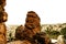 Landscape shot of Badami cave temples with city view.