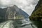 Landscape shot of Mitre Peak in Milford sound national park new zealand