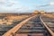 Landscape shot with tracks and points system of a Moor train