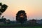 Landscape silhouette sunset dusk evening trees Skyline orange