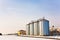 Landscape with silo and snow white