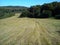 Landscape of slope Fruska mountains in Serbia in early autumn. Steep slope after haymaking. Dry grass is trimmed. In the