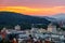 Landscape of the Slovenian capital Ljubljana at sunset; Slovenia