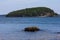 Landscape of small islands in Frenchman Bay at Bar Harbor, Maine, USA