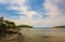 Landscape of small islands in Frenchman Bay at Bar Harbor, Maine, USA