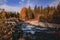 The landscape with small siberian river , in Altai mountains, autumn, Siberia, Altai mountain Republic, Russia