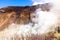 Landscape Smoke Sulphur vent of Owakudani valley in japan