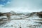 Landscape of snow capped mountains in the High Atlas range, Morocco.