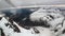 Landscape of snow mountain panorama view from helicopter window in New Zealand.