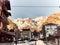 Landscape of the snowy mountains of the Aosta Valley in Italy seen from the village of Courmayeur