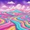 A landscape of soft, sugary colors, with whimsical shapes and clouds of candy