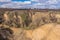 Landscape with soil erosion at early spring season in Ukraine