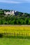 Landscape in the South of France (Gard): countryside and castle