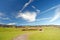 Landscape in Southern Germany with blue clouded sky