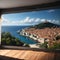 Landscape with Split old town, dalmatian coast, Croatia made with Generative AI
