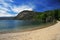 Landscape in spring lake nahuel huapi coast with sandy beach in Bariloche Argentina