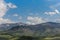 Landscape on the spring mountains, on which tops there is still snow