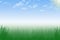 Landscape Spring and summer scene grass meadow with Sunshine clouds blue sky background