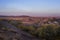 Landscape Steppe hills in autumn at sunset