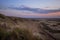 Landscape Steppe hills in autumn at sunset