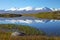 Landscape steppe shore lake, Ukok Plateau, Altai, Siberia, Russia