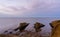 Landscape of the Stone Ships sea stacks in Sinemorets on the Black Sea in Bulgaria