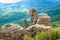 Landscape with stones of the Valley of Ghosts on Demerdji mountain, Crimea