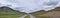 Landscape stormy panorama view from the border of Utah and Idaho from Interstate 84, I-84, view of rural farming with sheep and co