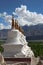 Landscape with stupas on mountain background