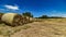 Landscape, summer landscape, roadside straw bales