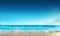 Landscape, summer tropical beach. Azure sea, ocean, waves, surf, blue sky with cumulus clouds, ,sand. Design concept for travel,