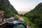 Landscape at sunrise with  a path downhill in Entabeni Game Reserve