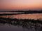 Landscape with sunset, dusk with orange reflections of sunset