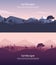 Landscape sunset flat background. Nature sky, mountain scene, summer cartoon sunset landscape travel design