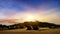 landscape at sunset . Golden sunset over farm field