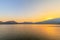 Landscape of sunset on Mountain In the lake ,Sukhothai,Thailand