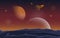 Landscape Surface of Planet Sky Space Science Fiction Fantasy Illustration