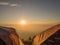 Landscape tents at view point on mountain