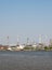 Landscape of Thai Refinery industrial plant from opposite\'s side of Chao Phra Ya river