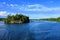Landscape of the Thousand Islands during summer along Canadian American border