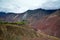 Landscape Tibet with river and village on edge of mountain