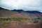 Landscape Tibet with river and village on edge of mountain